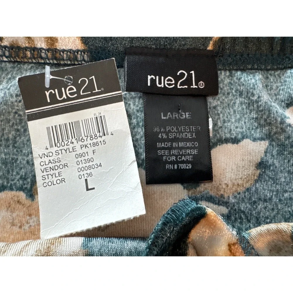 rue21 Womens Large Teal Velvet Floral Off Shoulder Bell Sleeve Crop Top NWT